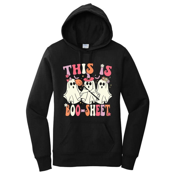 Retro Groovy This Is Some Boo Sheet Halloween Ghost Funny Women's Pullover Hoodie