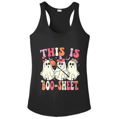 Retro Groovy This Is Some Boo Sheet Halloween Ghost Funny Ladies PosiCharge Competitor Racerback Tank