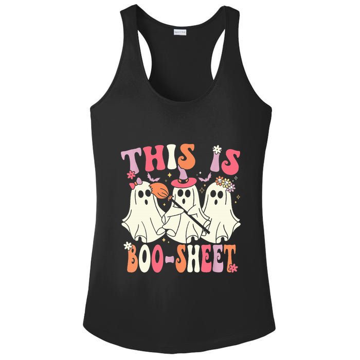 Retro Groovy This Is Some Boo Sheet Halloween Ghost Funny Ladies PosiCharge Competitor Racerback Tank
