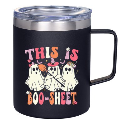 Retro Groovy This Is Some Boo Sheet Halloween Ghost Funny 12oz Stainless Steel Coffee Mug