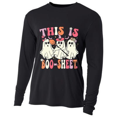 Retro Groovy This Is Some Boo Sheet Halloween Ghost Funny Cooling Performance Long Sleeve Crew
