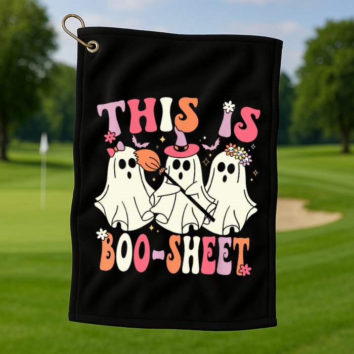 Retro Groovy This Is Some Boo Sheet Halloween Ghost Funny Golf Towel