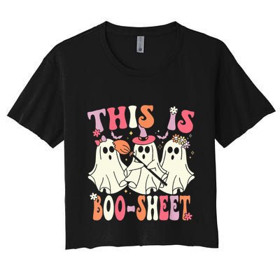 Retro Groovy This Is Some Boo Sheet Halloween Ghost Funny Crop Top
