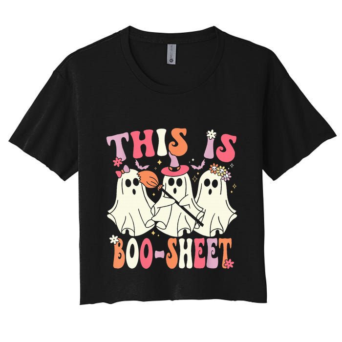 Retro Groovy This Is Some Boo Sheet Halloween Ghost Funny Crop Top