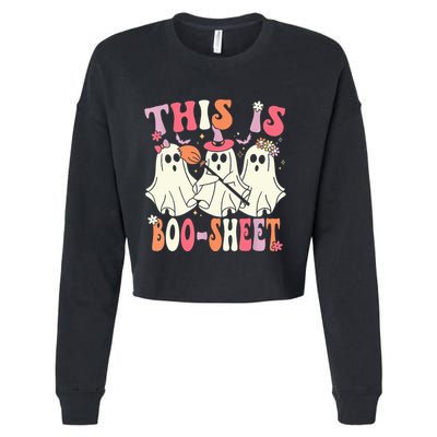 Retro Groovy This Is Some Boo Sheet Halloween Ghost Funny Cropped Pullover Crew