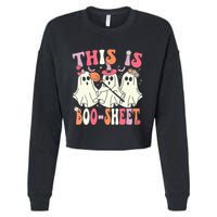 Retro Groovy This Is Some Boo Sheet Halloween Ghost Funny Cropped Pullover Crew