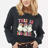 Retro Groovy This Is Some Boo Sheet Halloween Ghost Funny Cropped Pullover Crew
