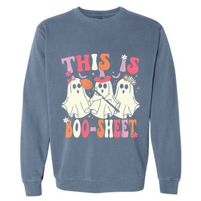 Retro Groovy This Is Some Boo Sheet Halloween Ghost Funny Garment-Dyed Sweatshirt