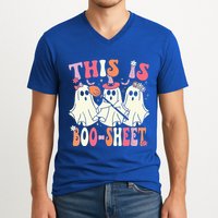Retro Groovy This Is Some Boo Sheet Halloween Ghost Funny V-Neck T-Shirt
