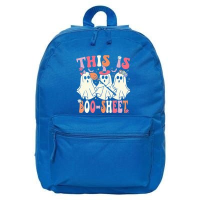 Retro Groovy This Is Some Boo Sheet Halloween Ghost Funny 16 in Basic Backpack