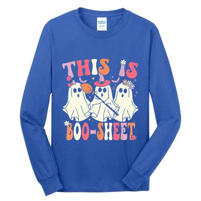Retro Groovy This Is Some Boo Sheet Halloween Ghost Funny Tall Long Sleeve T-Shirt