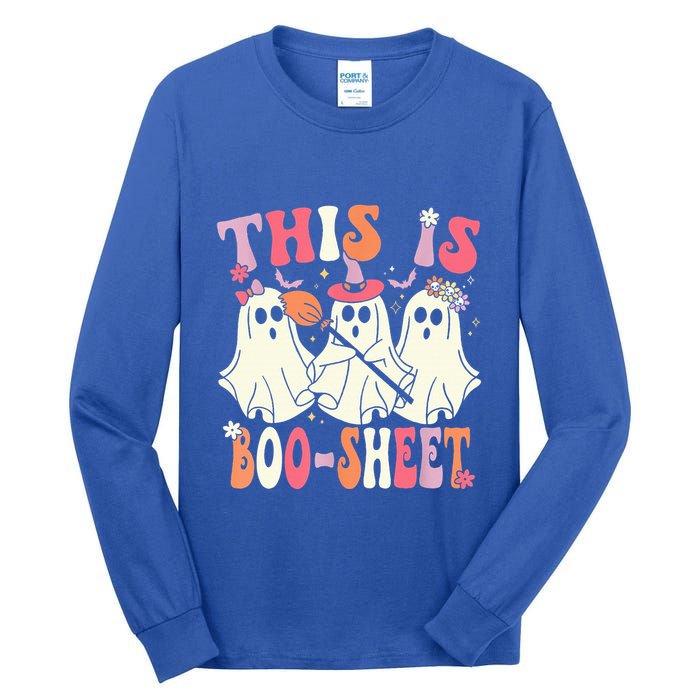 Retro Groovy This Is Some Boo Sheet Halloween Ghost Funny Tall Long Sleeve T-Shirt