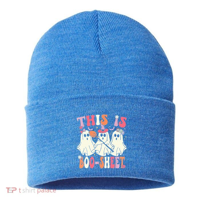 Retro Groovy This Is Some Boo Sheet Halloween Ghost Funny Sustainable Knit Beanie