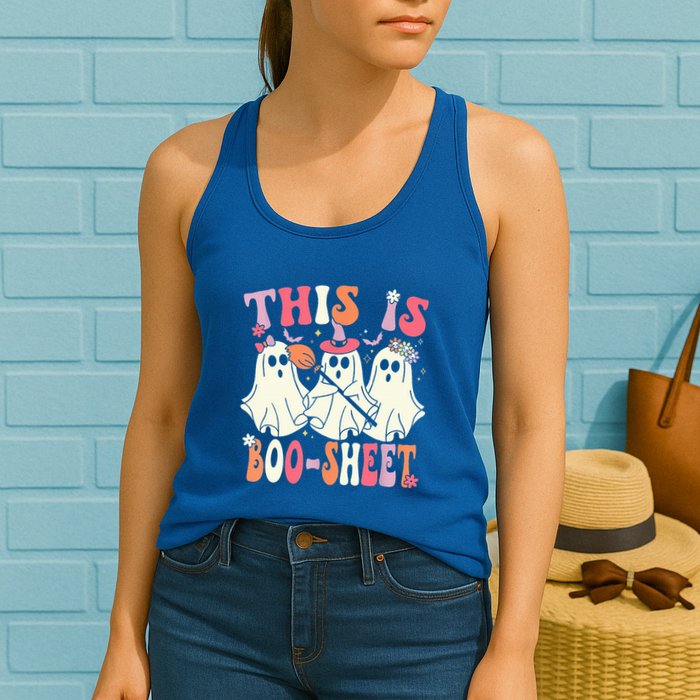 Retro Groovy This Is Some Boo Sheet Halloween Ghost Funny Womens Tank Top
