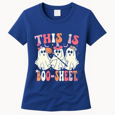 Retro Groovy This Is Some Boo Sheet Halloween Ghost Funny Womens T-Shirt