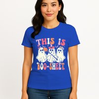 Retro Groovy This Is Some Boo Sheet Halloween Ghost Funny Womens T-Shirt