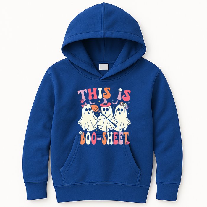 Retro Groovy This Is Some Boo Sheet Halloween Ghost Funny Kids Hoodie