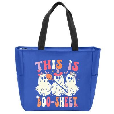 Retro Groovy This Is Some Boo Sheet Halloween Ghost Funny Zip Tote Bag