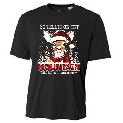 Reindeer Go Tell It On The Mountain That Jesus Christ Cooling Performance Crew T-Shirt