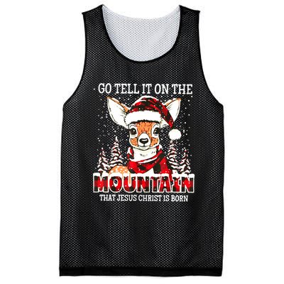 Reindeer Go Tell It On The Mountain That Jesus Christ Mesh Reversible Basketball Jersey Tank