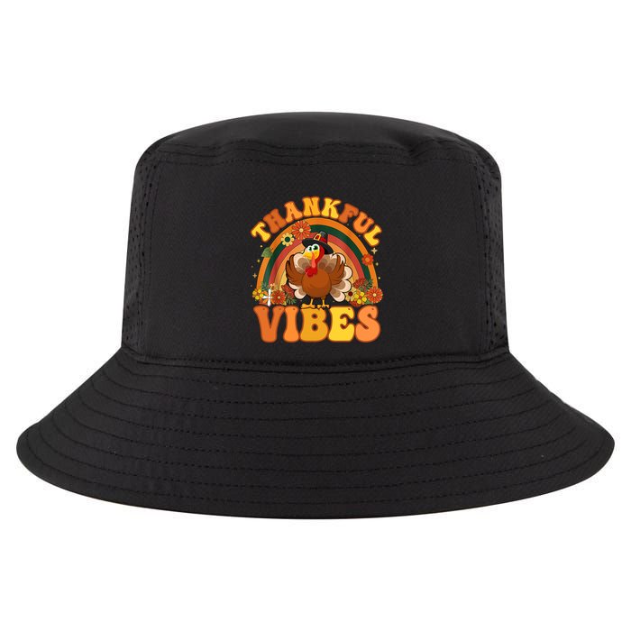Retro Groovy Thankful Vibes Turkey Fall Thanksgiving Cute Gift Cool Comfort Performance Bucket Hat