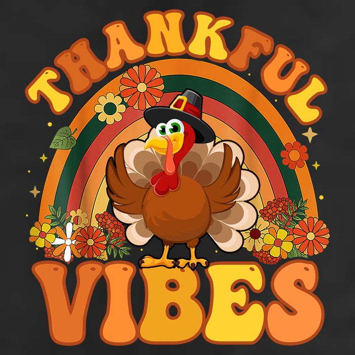 Retro Groovy Thankful Vibes Turkey Fall Thanksgiving Cute Gift Cool Comfort Performance Bucket Hat