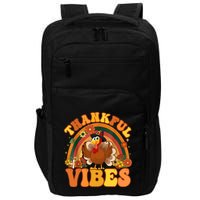 Retro Groovy Thankful Vibes Turkey Fall Thanksgiving Cute Gift Impact Tech Backpack