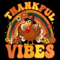 Retro Groovy Thankful Vibes Turkey Fall Thanksgiving Cute Gift Bucket Hat