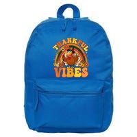 Retro Groovy Thankful Vibes Turkey Fall Thanksgiving Cute Gift 16 in Basic Backpack