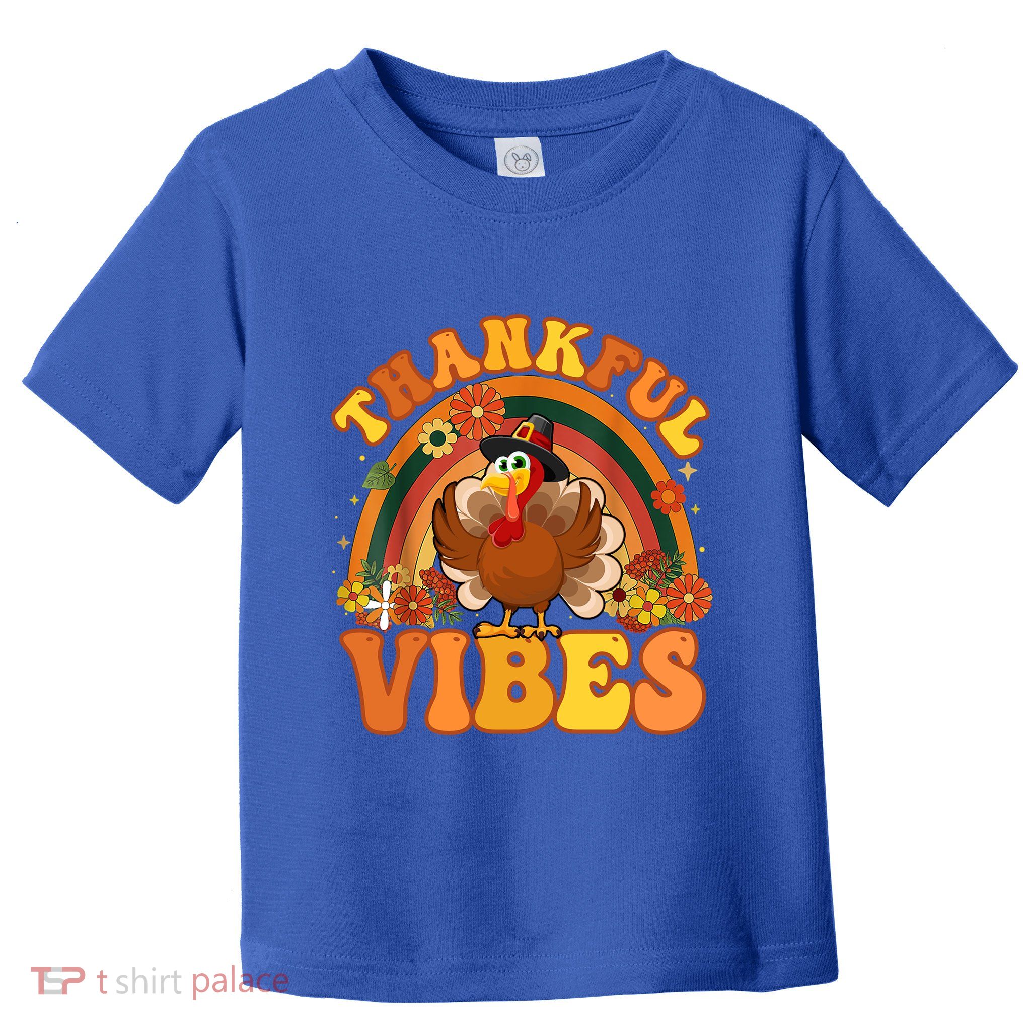Retro Groovy Thankful Vibes Turkey Fall Thanksgiving Cute Gift Toddler T-Shirt