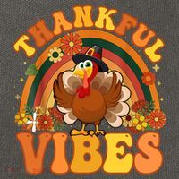 Retro Groovy Thankful Vibes Turkey Fall Thanksgiving Cute Gift Cotton Canvas Backpack
