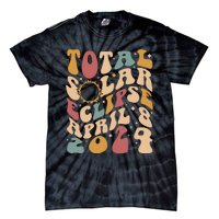 Retro Groovy Total Solar Eclipse April 08 2024 Tie-Dye T-Shirt