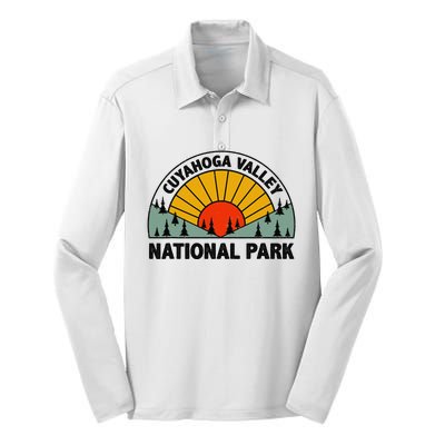 Retro Graphic Travel Lovers Cuyahoga Valley National Park Silk Touch Performance Long Sleeve Polo