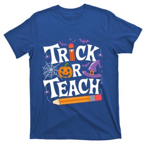 Retro Groovy Trick Or Teach Funny Halloween Teacher Gift T-Shirt