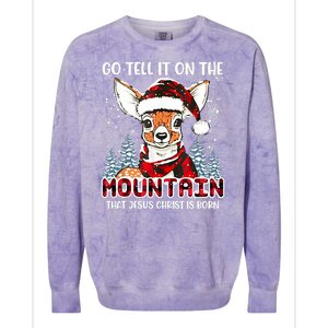 Reindeer Go Tell It On The Mountain Christ Funny Christmas Colorblast Crewneck Sweatshirt