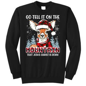 Reindeer Go Tell It On The Mountain Christ Funny Christmas Sweatshirt