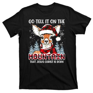 Reindeer Go Tell It On The Mountain Christ Funny Christmas T-Shirt