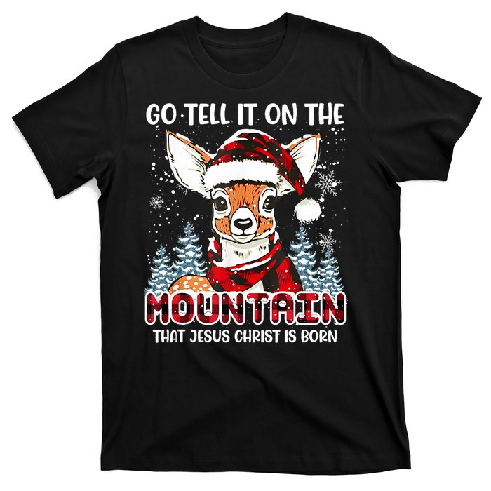 Reindeer Go Tell It On The Mountain Christ Funny Christmas T-Shirt