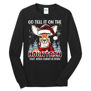 Reindeer Go Tell It On The Mountain Christ Funny Christmas Tall Long Sleeve T-Shirt