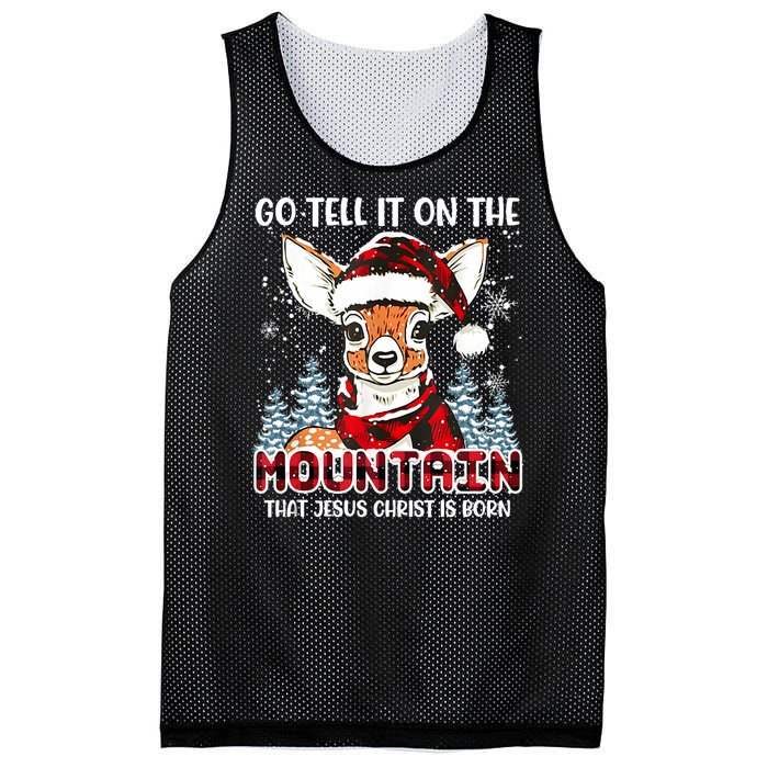 Reindeer Go Tell It On The Mountain Christ Funny Christmas Mesh Reversible Basketball Jersey Tank