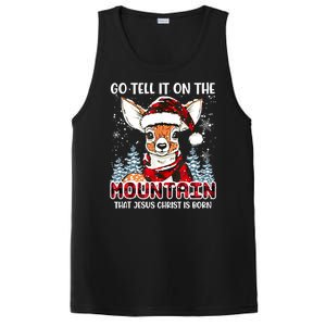 Reindeer Go Tell It On The Mountain Christ Funny Christmas PosiCharge Competitor Tank