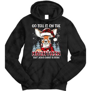 Reindeer Go Tell It On The Mountain Christ Funny Christmas Tie Dye Hoodie