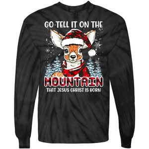 Reindeer Go Tell It On The Mountain Christ Funny Christmas Tie-Dye Long Sleeve Shirt