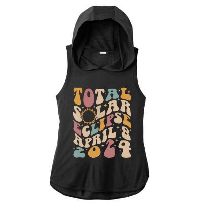 Retro Groovy Total Solar Eclipse Shirts April 08 2024 Ladies PosiCharge Tri-Blend Wicking Draft Hoodie Tank