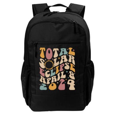 Retro Groovy Total Solar Eclipse Shirts April 08 2024 Daily Commute Backpack