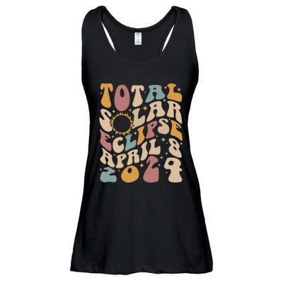 Retro Groovy Total Solar Eclipse Shirts April 08 2024 Ladies Essential Flowy Tank