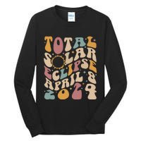 Retro Groovy Total Solar Eclipse Shirts April 08 2024 Tall Long Sleeve T-Shirt