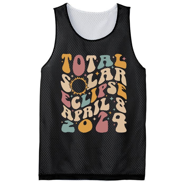 Retro Groovy Total Solar Eclipse Shirts April 08 2024 Mesh Reversible Basketball Jersey Tank