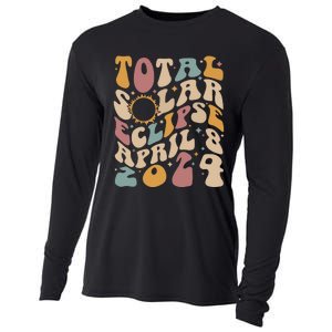 Retro Groovy Total Solar Eclipse Shirts April 08 2024 Cooling Performance Long Sleeve Crew