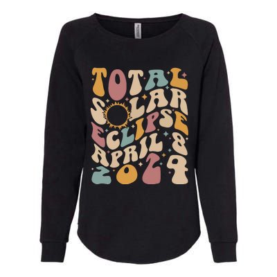 Retro Groovy Total Solar Eclipse Shirts April 08 2024 Womens California Wash Sweatshirt